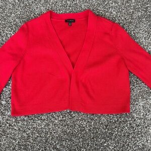 Talbots XS Red Shrug with Ruffled Sleeves